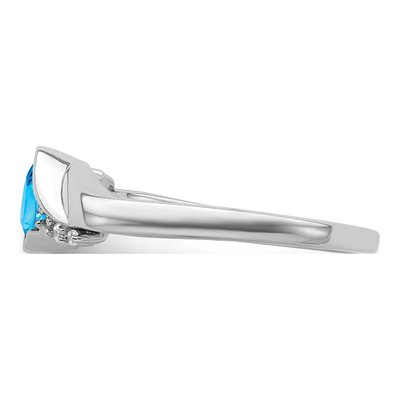 14K White Gold 1/20 ct tw Swiss Blue Topaz & Diamond Ring – view 5