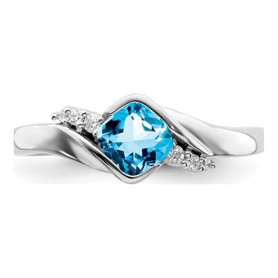14K White Gold 1/20 ct tw Swiss Blue Topaz & Diamond Ring – view 6