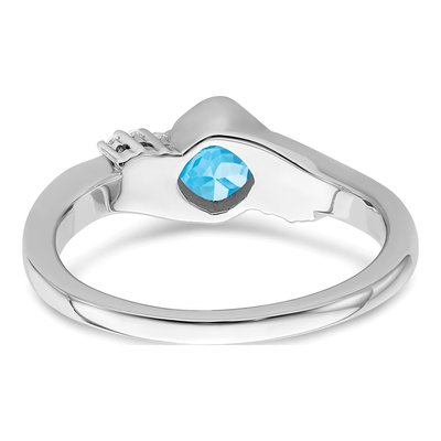 14K White Gold 1/20 ct tw Swiss Blue Topaz & Diamond Ring – view 7