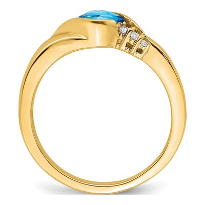 14K Yellow Gold 1/20 ct tw Swiss Blue Topaz & Diamond Ring – view 2