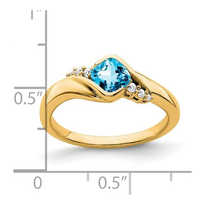 14K Yellow Gold 1/20 ct tw Swiss Blue Topaz & Diamond Ring – view 3