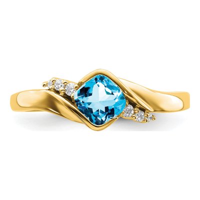 14K Yellow Gold 1/20 ct tw Swiss Blue Topaz & Diamond Ring – view 5