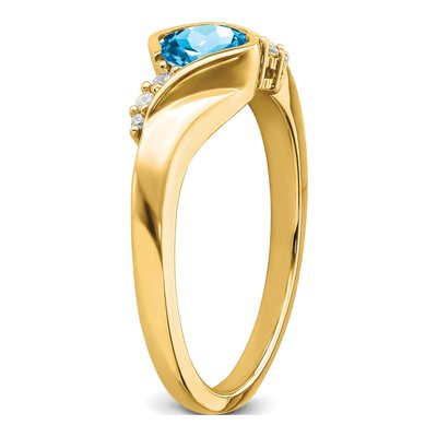 14K Yellow Gold 1/20 ct tw Swiss Blue Topaz & Diamond Ring – view 7