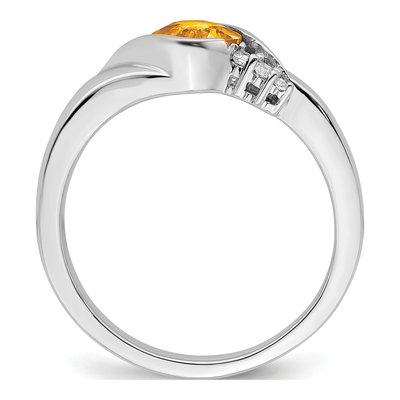 14K White Gold 1/20 ct tw Citrine & Diamond Cushion Ring – view 2