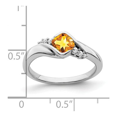 14K White Gold 1/20 ct tw Citrine & Diamond Cushion Ring – view 3
