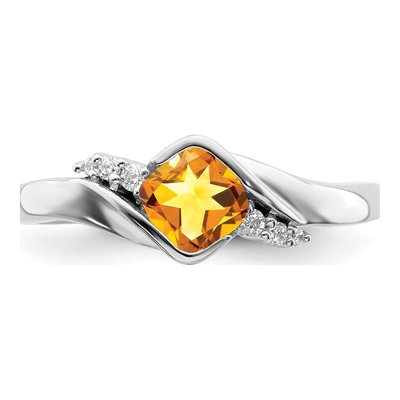 14K White Gold 1/20 ct tw Citrine & Diamond Cushion Ring – view 5