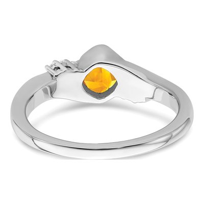 14K White Gold 1/20 ct tw Citrine & Diamond Cushion Ring – view 6