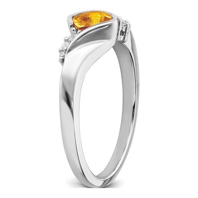 14K White Gold 1/20 ct tw Citrine & Diamond Cushion Ring – view 7