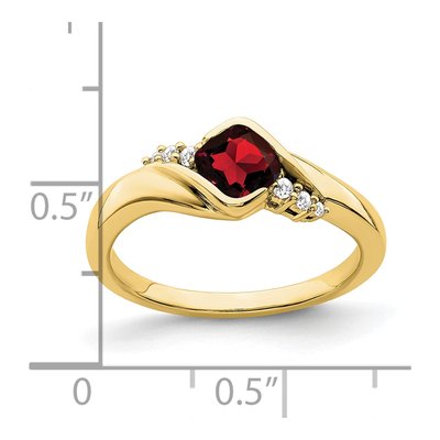 10K Yellow Gold 1/20 ct tw Garnet & Diamond Cushion Ring – view 4