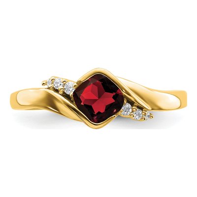 10K Yellow Gold 1/20 ct tw Garnet & Diamond Cushion Ring – view 7