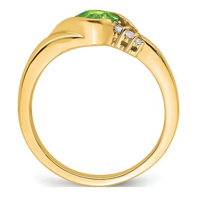 10K Yellow Gold 1/20 ct tw Peridot & Diamond Cushion Ring – view 3