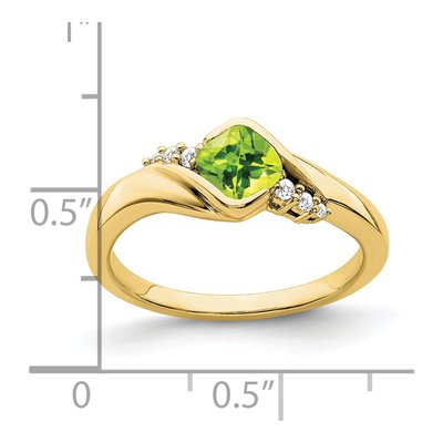 10K Yellow Gold 1/20 ct tw Peridot & Diamond Cushion Ring – view 4