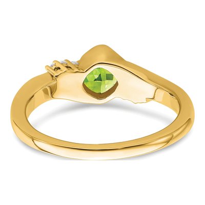 10K Yellow Gold 1/20 ct tw Peridot & Diamond Cushion Ring – view 8