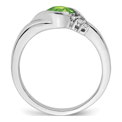 14K White Gold 1/20 ct tw Peridot & Diamond Cushion Ring – view 2