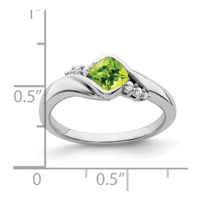 14K White Gold 1/20 ct tw Peridot & Diamond Cushion Ring – view 3