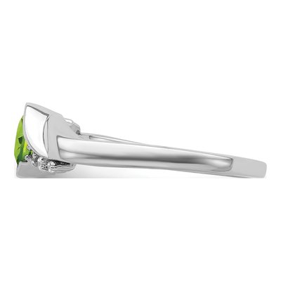 14K White Gold 1/20 ct tw Peridot & Diamond Cushion Ring – view 4