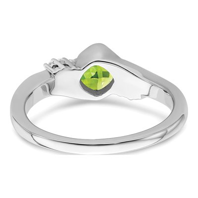 14K White Gold 1/20 ct tw Peridot & Diamond Cushion Ring – view 6