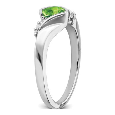14K White Gold 1/20 ct tw Peridot & Diamond Cushion Ring – view 7