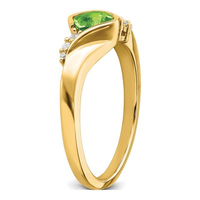 14K Yellow Gold 1/20 ct tw Peridot & Diamond Cushion Ring – view 7