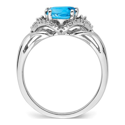 14K White Gold Swiss Blue Topaz & Diamond Cushion Ring – view 2