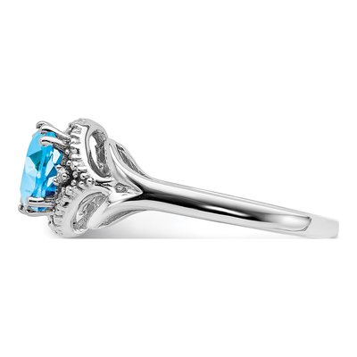 14K White Gold Swiss Blue Topaz & Diamond Cushion Ring – view 4
