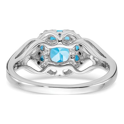 14K White Gold Swiss Blue Topaz & Diamond Cushion Ring – view 6