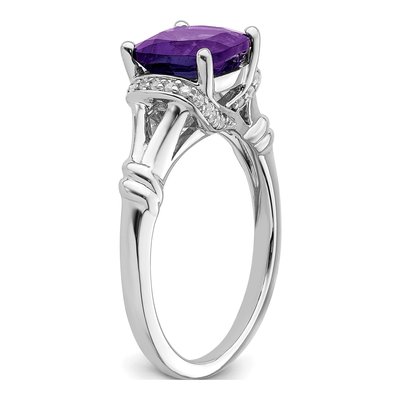 14K White Gold 1/8 ct tw Amethyst & Diamond Cushion Ring – view 8
