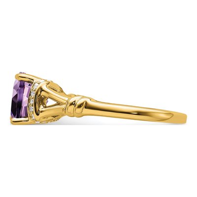 14K Yellow Gold 1/8 ct tw Amethyst & Diamond Cushion Ring – view 4