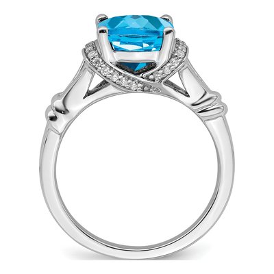 14K White Gold 1/8 ct tw Swiss Blue Topaz & Diamond Ring – view 2