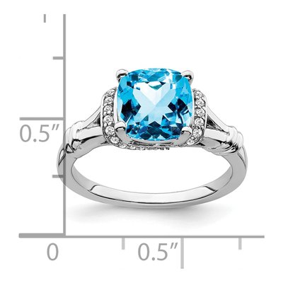 14K White Gold 1/8 ct tw Swiss Blue Topaz & Diamond Ring – view 3