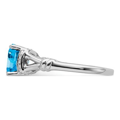 14K White Gold 1/8 ct tw Swiss Blue Topaz & Diamond Ring – view 4