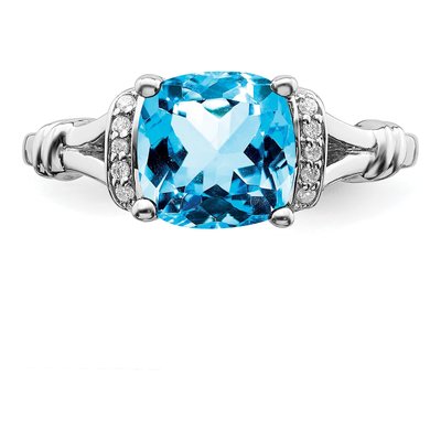 14K White Gold 1/8 ct tw Swiss Blue Topaz & Diamond Ring – view 5