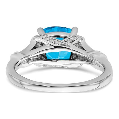 14K White Gold 1/8 ct tw Swiss Blue Topaz & Diamond Ring – view 6