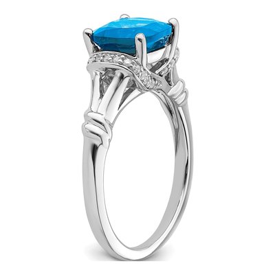 14K White Gold 1/8 ct tw Swiss Blue Topaz & Diamond Ring – view 7