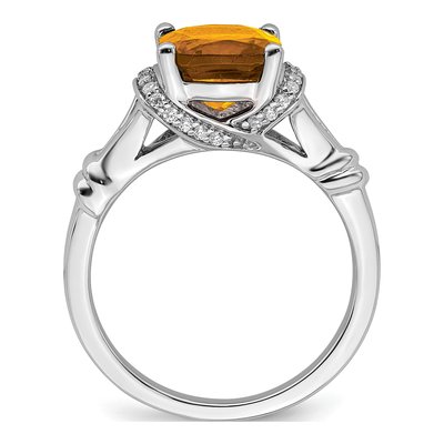 14K White Gold 1/8 ct tw Citrine & Diamond Cushion Ring – view 2