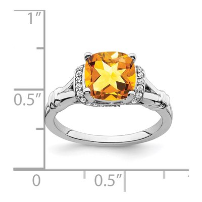 14K White Gold 1/8 ct tw Citrine & Diamond Cushion Ring – view 3