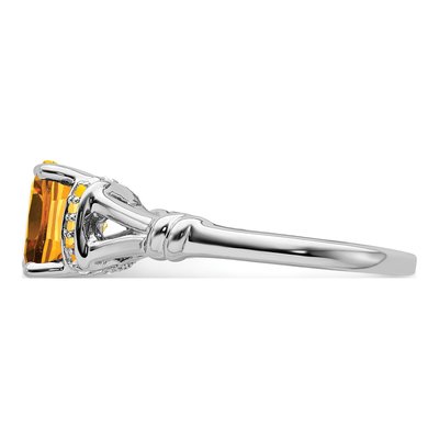 14K White Gold 1/8 ct tw Citrine & Diamond Cushion Ring – view 4