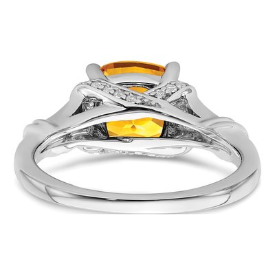 14K White Gold 1/8 ct tw Citrine & Diamond Cushion Ring – view 6