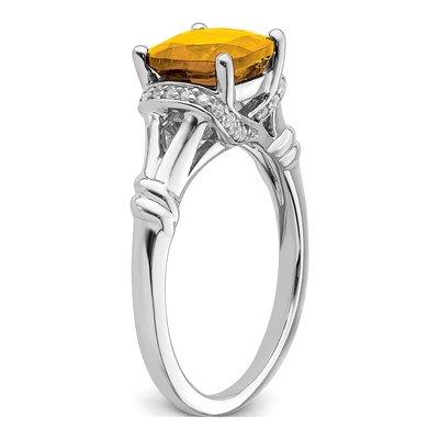 14K White Gold 1/8 ct tw Citrine & Diamond Cushion Ring – view 7