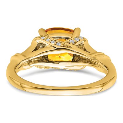 14K Yellow Gold 1/8 ct tw Citrine & Diamond Cushion Ring – view 6