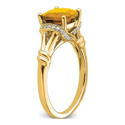 14K Yellow Gold 1/8 ct tw Citrine & Diamond Cushion Ring – view 7