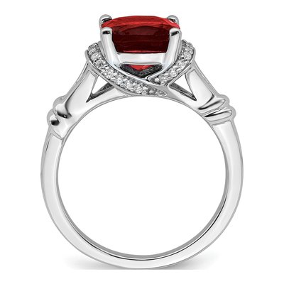 14K White Gold 1/8 ct tw Garnet & Diamond Cushion Ring – view 2