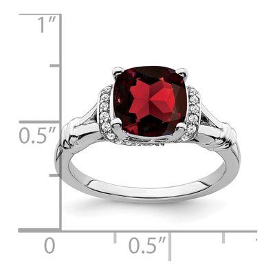 14K White Gold 1/8 ct tw Garnet & Diamond Cushion Ring – view 3