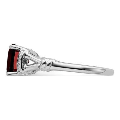 14K White Gold 1/8 ct tw Garnet & Diamond Cushion Ring – view 4