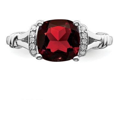 14K White Gold 1/8 ct tw Garnet & Diamond Cushion Ring – view 5