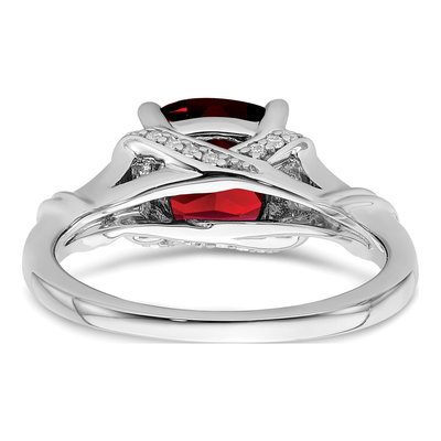 14K White Gold 1/8 ct tw Garnet & Diamond Cushion Ring – view 6