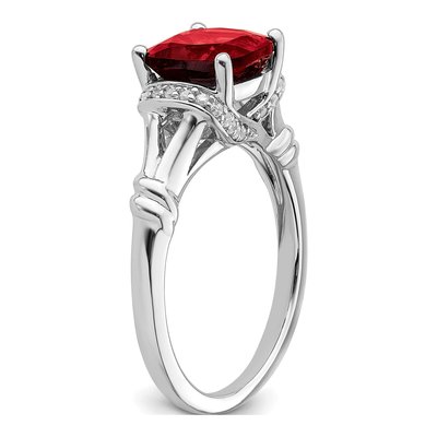 14K White Gold 1/8 ct tw Garnet & Diamond Cushion Ring – view 7