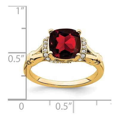 14K Yellow Gold 1/8 ct tw Garnet & Diamond Cushion Ring – view 4