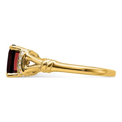 14K Yellow Gold 1/8 ct tw Garnet & Diamond Cushion Ring – view 5