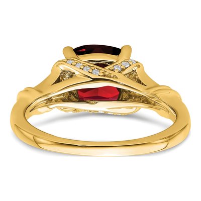 14K Yellow Gold 1/8 ct tw Garnet & Diamond Cushion Ring – view 7